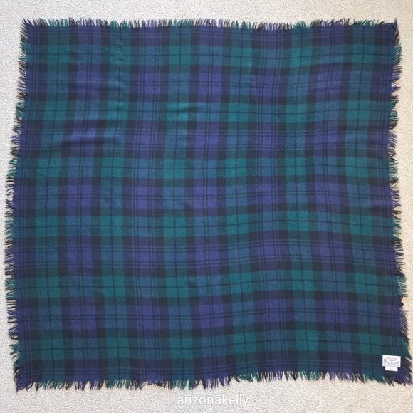 NWOT Large Wool Square Scarf Blackwatch Plaid Highland Homes Scotland - Picture 9 of 11
